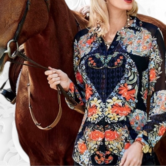 Cabi Amour Semi-Sheer Peter Pan Collar Blouse XS - Picture 6 of 8